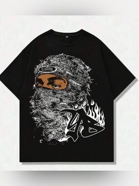 ROMWE Black‎ Short-Sleeve Graphic Tee